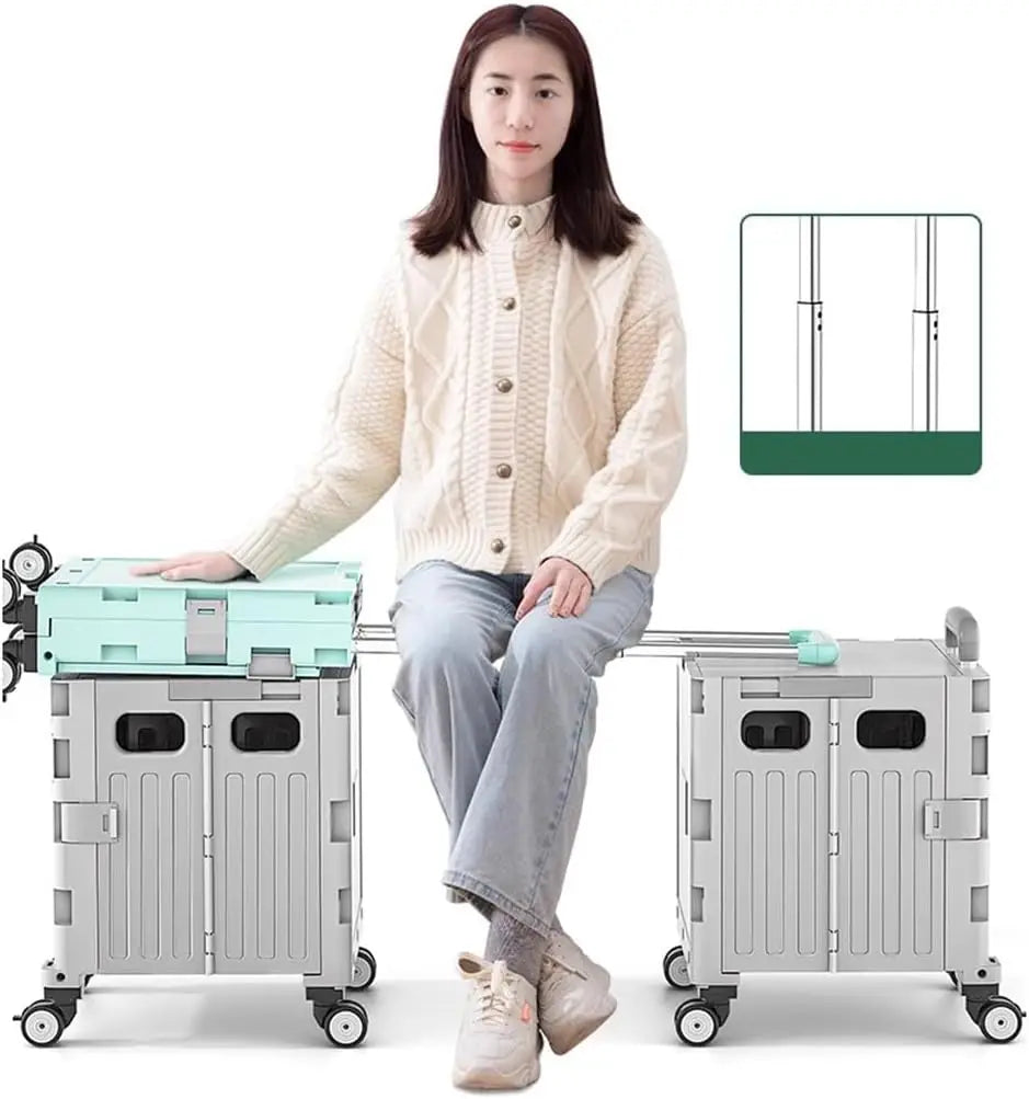 Foldable Camping Trolley Storage Box with Wheels