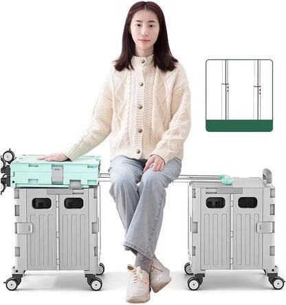 Foldable Camping Trolley Storage Box with Wheels