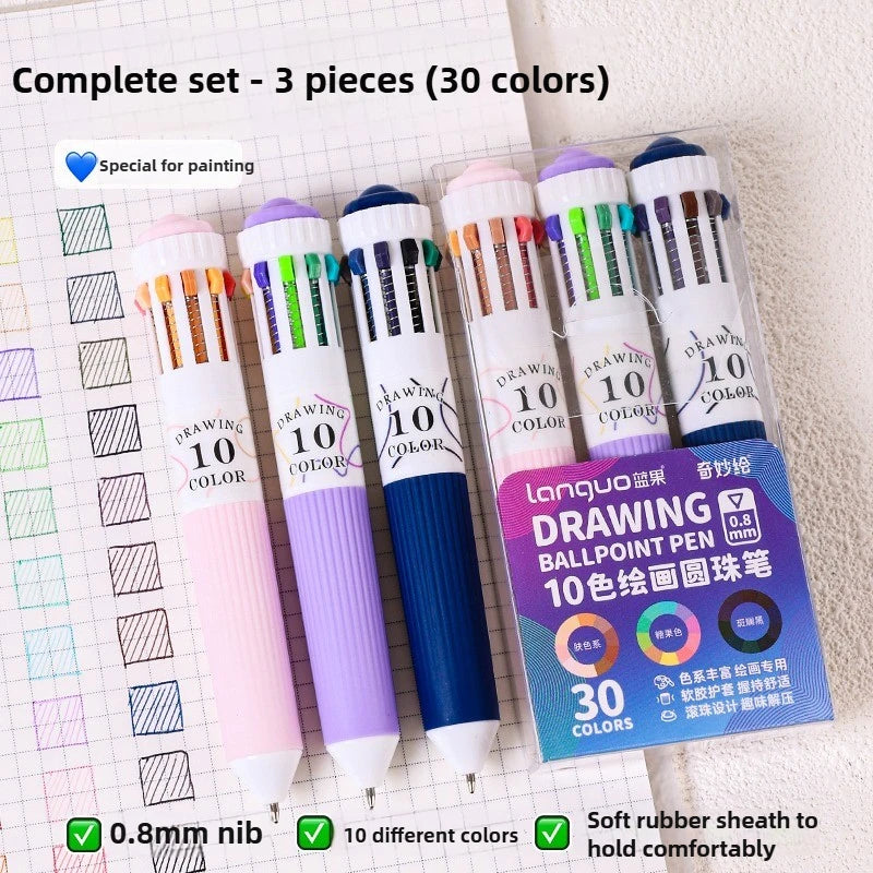 0.8mm Soft Grip Multi-Colour Ballpoint Pen for Drawing & Writing