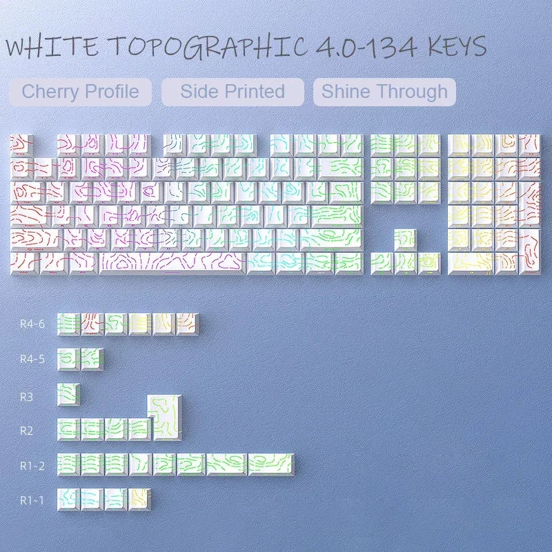 Topographic 4.0 Shine-Through PBT Keycap Set – 98 Keys