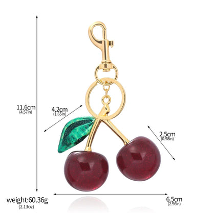 Red Cherry Pendant Keychain Charm