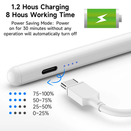 Rechargeable iPad Stylus with Palm Rejection & Magnetic Attachment