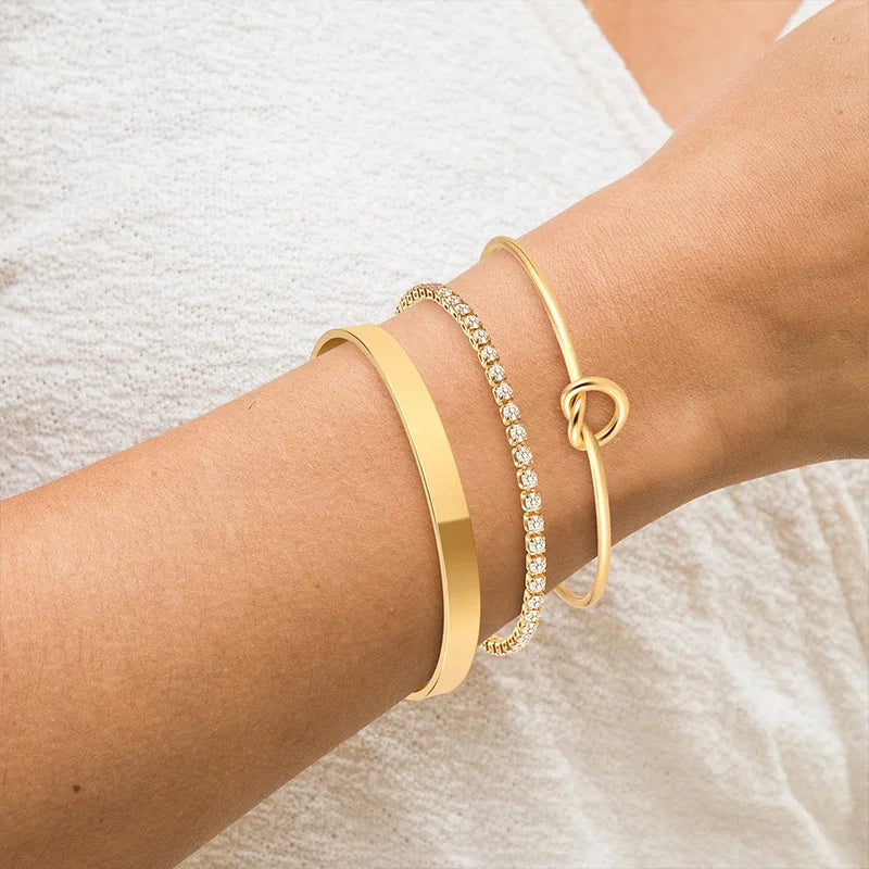Gold Plated Stainless Steel Bracelet Set