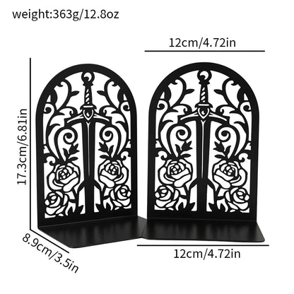 Metal Book Ends – Heavy Duty Non-Skid Book Supports for Shelves