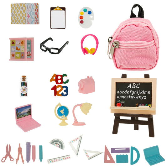 Mini Dollhouse School Supplies Set
