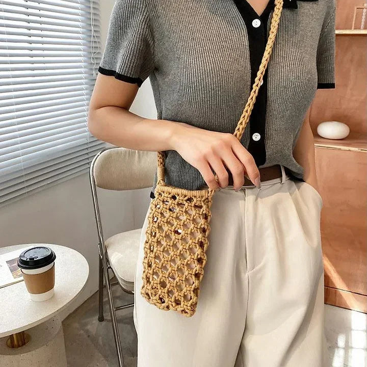 Women’s Woven Crochet Crossbody Phone Bag
