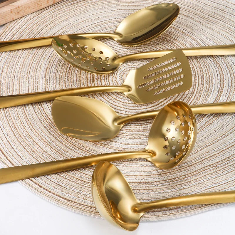 Gold Stainless Steel Kitchen Utensil Set