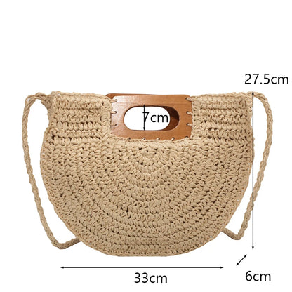 Handwoven Bohemian Straw Shopper Tote Bag