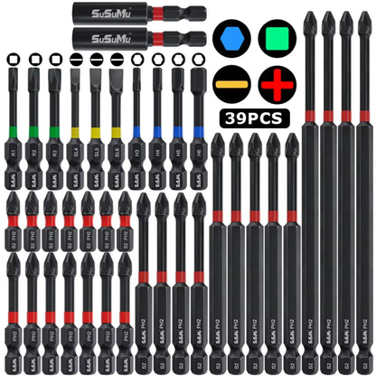 15Pcs Magnetic Electric Screwdriver Bit Set