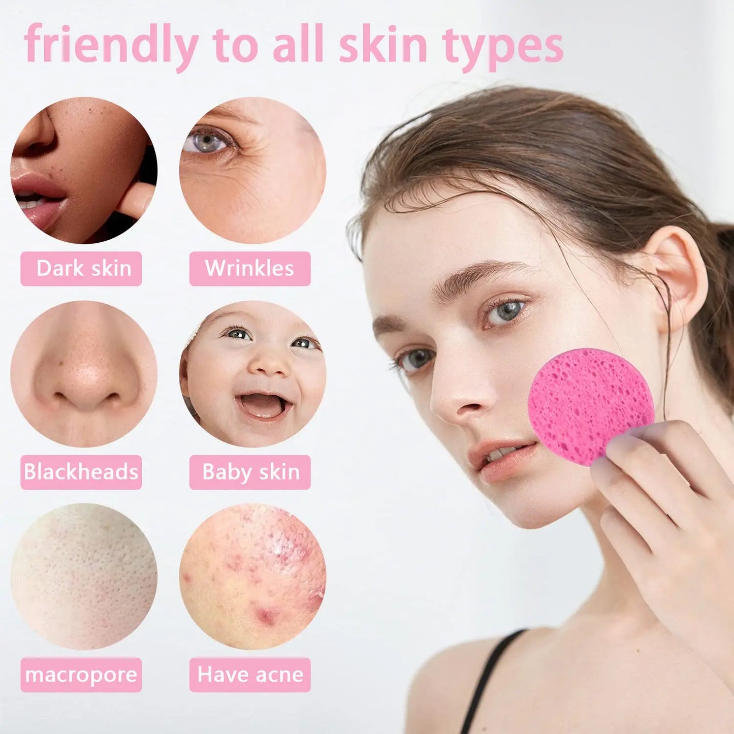 Natural Cellulose Facial Cleansing Sponges
