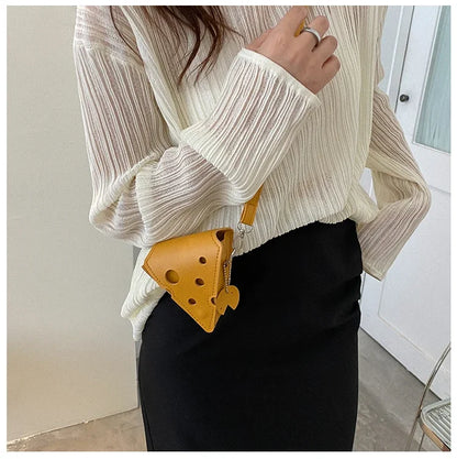 Cheese-Shaped Mini Crossbody Bag for Women