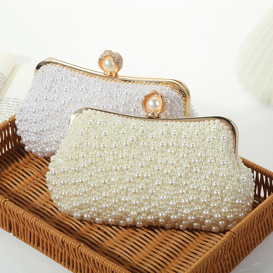 Pearl Beaded Shell Evening Clutch