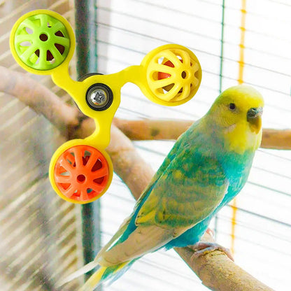 Interactive Rotating Windmill Bird Toy with Bells