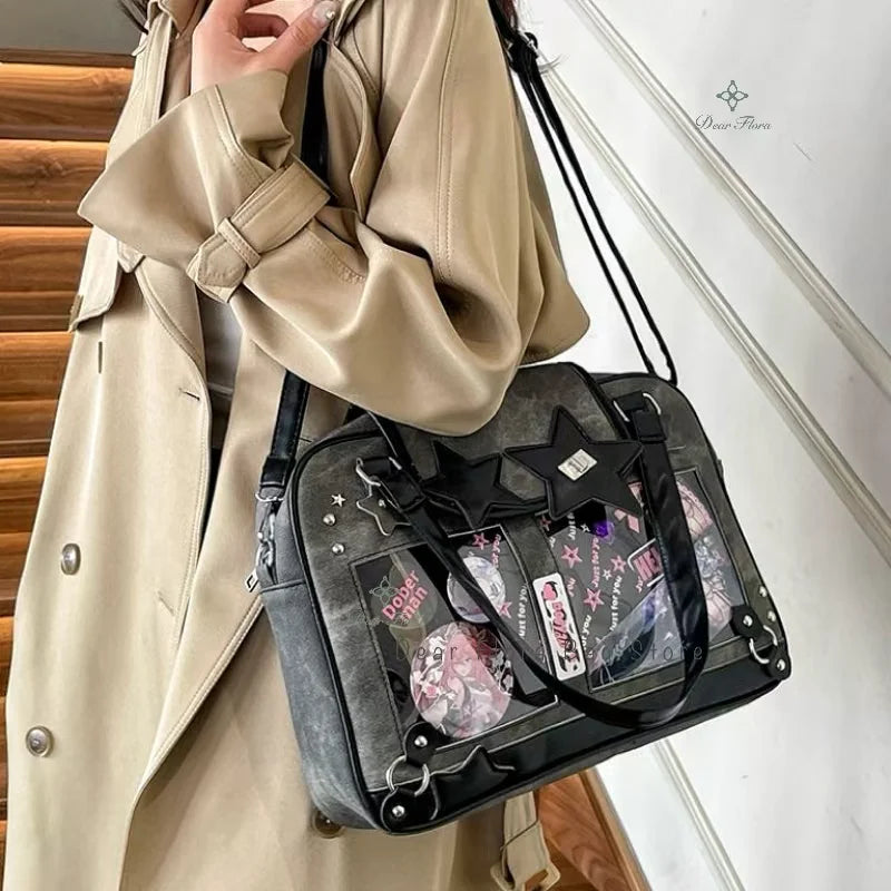 Transparent DIY Ita Shoulder Bag for Pins & Collectibles