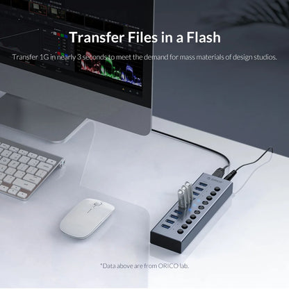 Multi-Port USB 3.0 Data Hub & Power Adapter for PC and Laptop