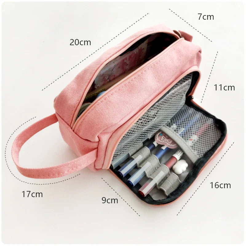 Large Capacity Canvas Pencil Case