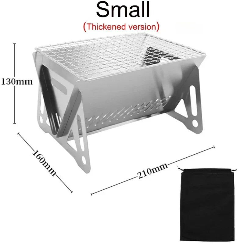 Portable Foldable Stainless Steel Charcoal BBQ Grill
