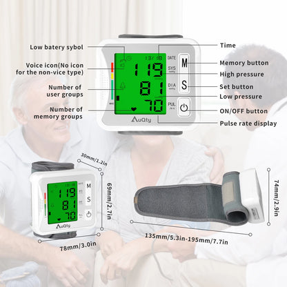 Automatic Wrist Blood Pressure Monitor with Voice Display