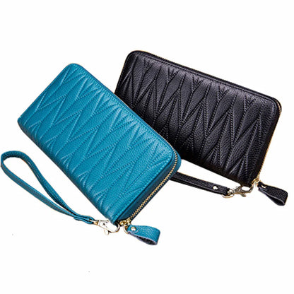 Genuine Cow Leather Zip-Around Wallet with 36 Card Slots