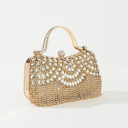 Rhinestone Tassel Handle Evening Bag