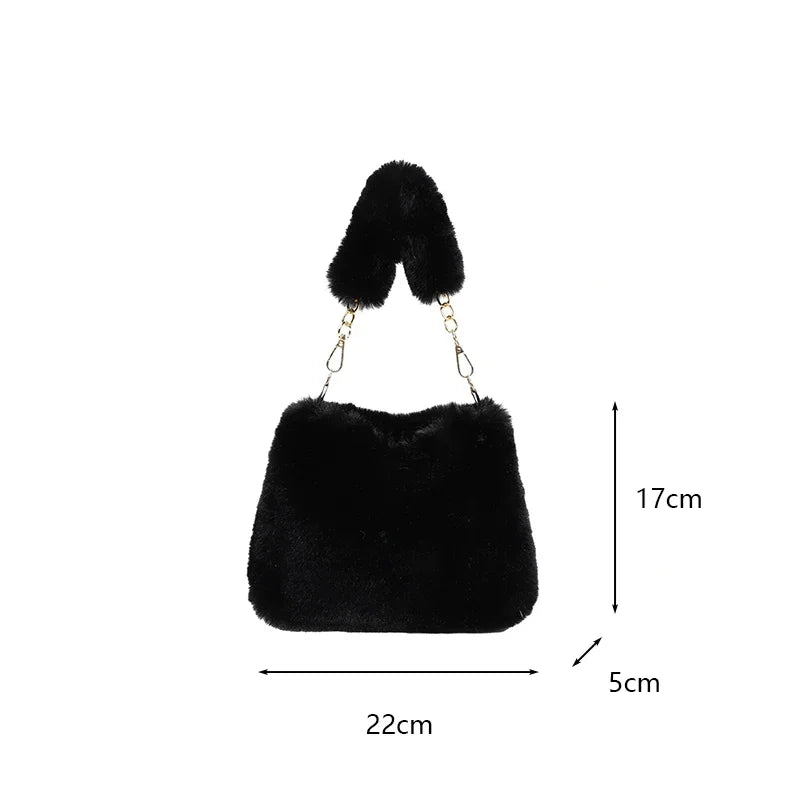 Pearl Chain Plush Shoulder Bag