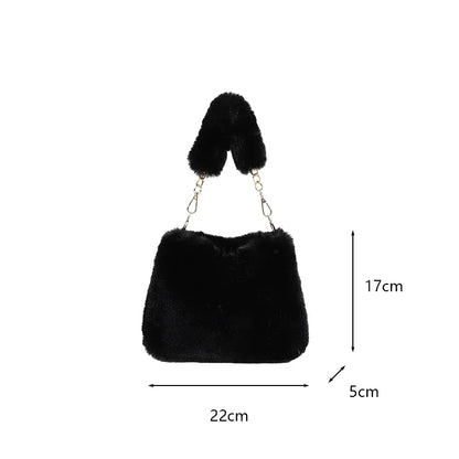 Pearl Chain Plush Shoulder Bag