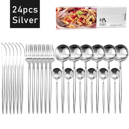 Elegant Western Flatware Set with Spoon, Fork & Knife