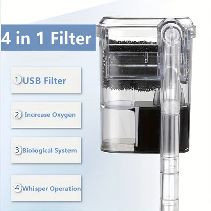 USB Hang-On-Back Aquarium Waterfall Filter