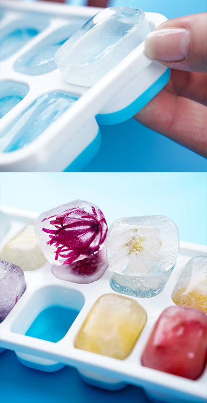 14-Grid Silicone Ice Cube Tray with Lid