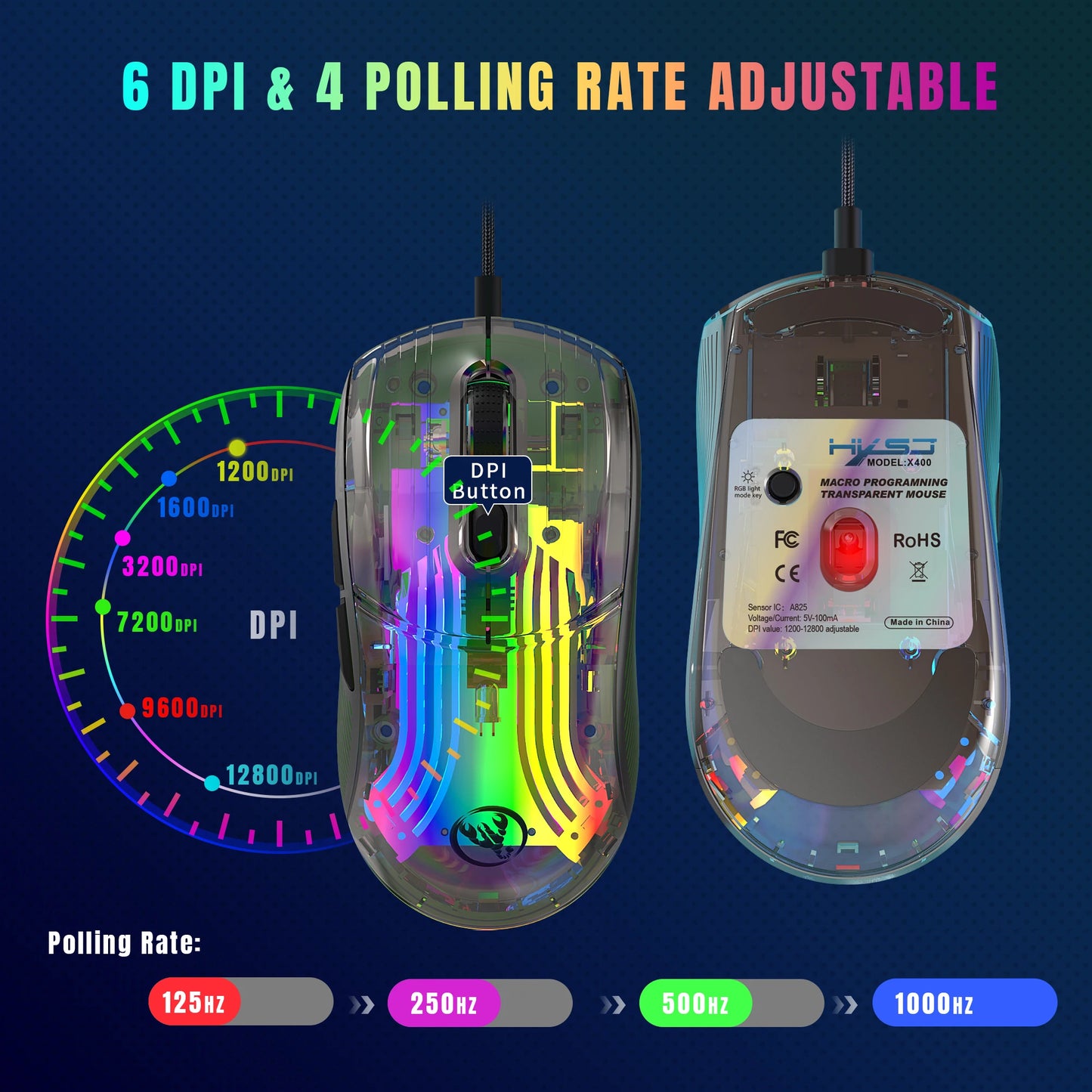 HXSJ X400 RGB Programmable Gaming Mouse
