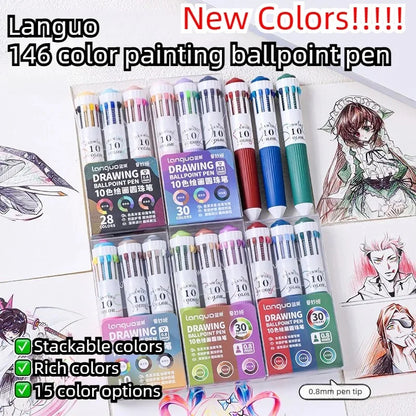 0.8mm Soft Grip Multi-Colour Ballpoint Pen for Drawing & Writing