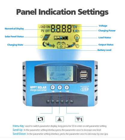 MPPT Solar Charge Controller – 12V/24V LCD Solar Battery Regulator