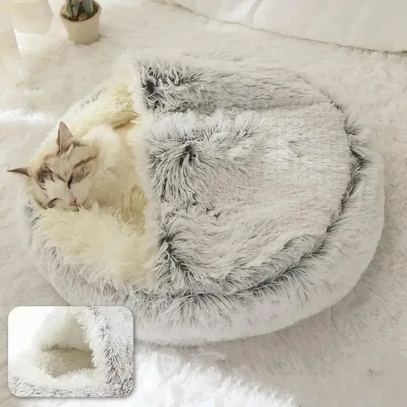 2-in-1 Soft Cushion Bed for Cats & Small Dogs