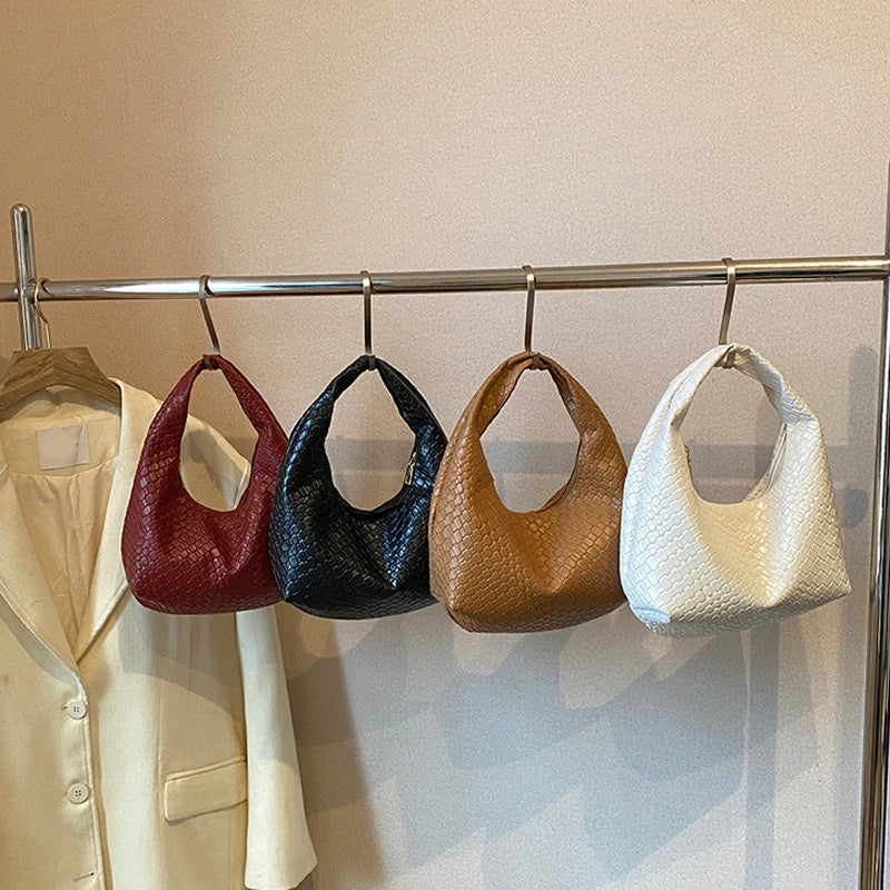 Women’s Woven Embossed PU Leather Hobo Shoulder Bag