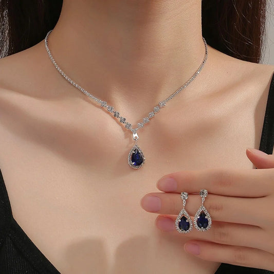 Women’s Water Drop Necklace & Earring Jewelry Set