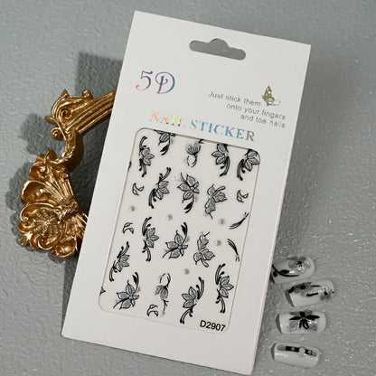 5D Glitter Floral Nail Art Stickers