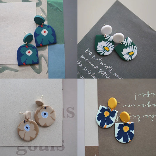 Flower Abstract Art Deco Pattern Earrings