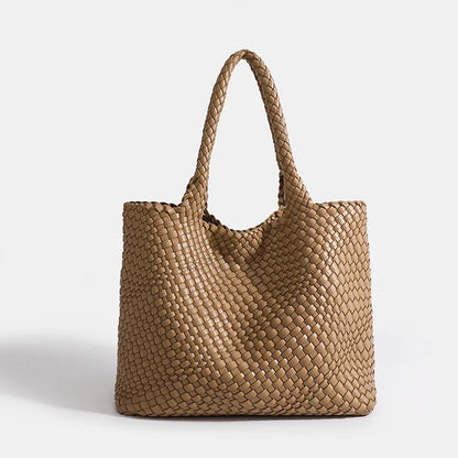 Woven PU Leather Tote Bag with Coin Purse