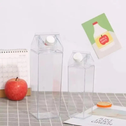 500/1000ml Transparent Milk Box Style Water Cup with Lid