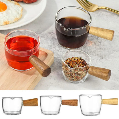 Wooden Handle Glass Measuring Cup