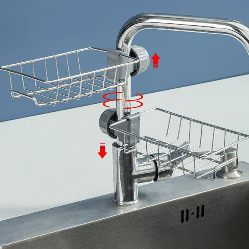 Kitchen Sink Faucet Sponge & Soap Organizer Rack