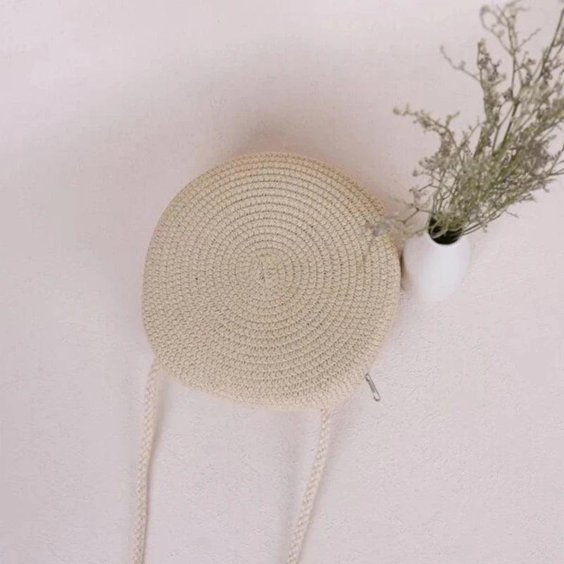 Round Straw Crossbody Bag
