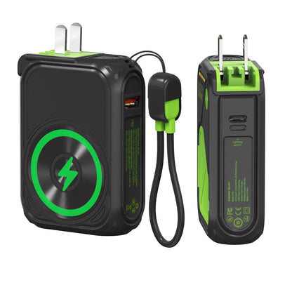 10000mAh Magnetic Wireless Power Bank with Built-In Cable