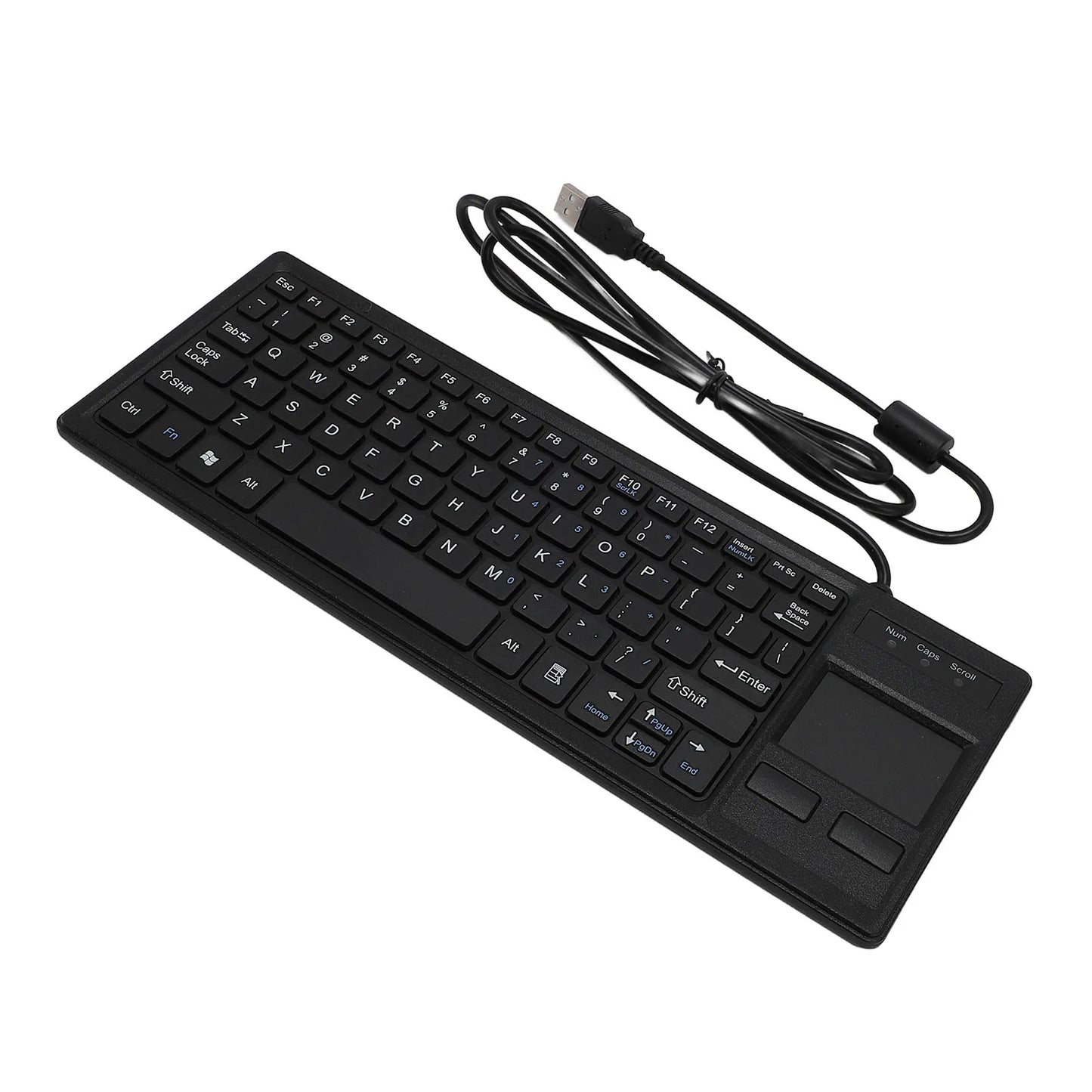 Compact Water-Resistant Wired Keyboard with Integrated Touchpad