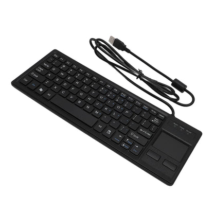 Compact Water-Resistant Wired Keyboard with Integrated Touchpad