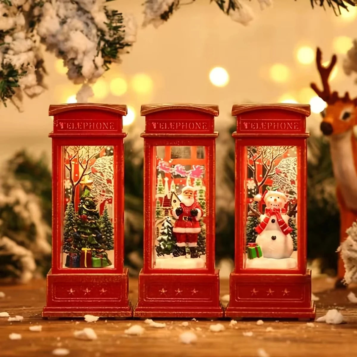 LED Christmas Telephone Booth Night Light