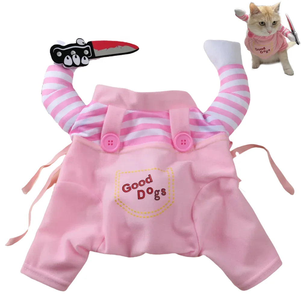 Funny Cosplay Pet Costume with Plush Knife