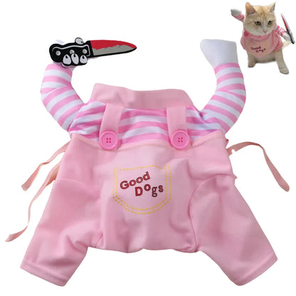 Funny Cosplay Pet Costume with Plush Knife