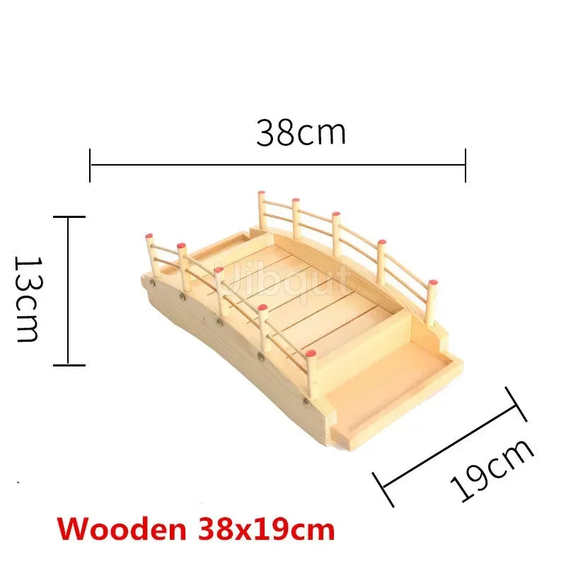 Japanese Wooden Sushi Bridge Serving Platter