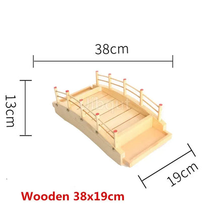 Japanese Wooden Sushi Bridge Serving Platter
